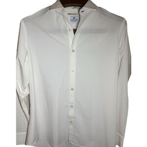 Mizzen and Main Leeward Shirt Men M White Lightweight Performance Stretch USA